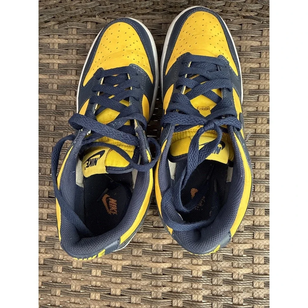 Nike Dunk Low (GS) Leather Sneaker Blue/yellow Kids 6.5Y Lace Up CW1590-103